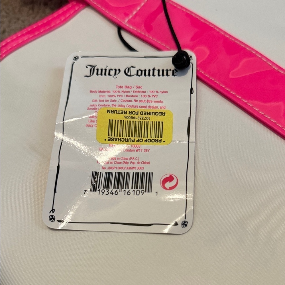 Juicy Couture Vibrant Pink and Cream Tote - Picture 5 of 10